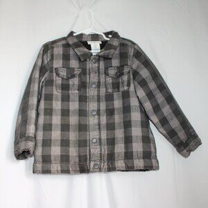 Tommy Bahama Kid's Gray Plaid Sherpa Lined Jacket Flannel Shacket 5T